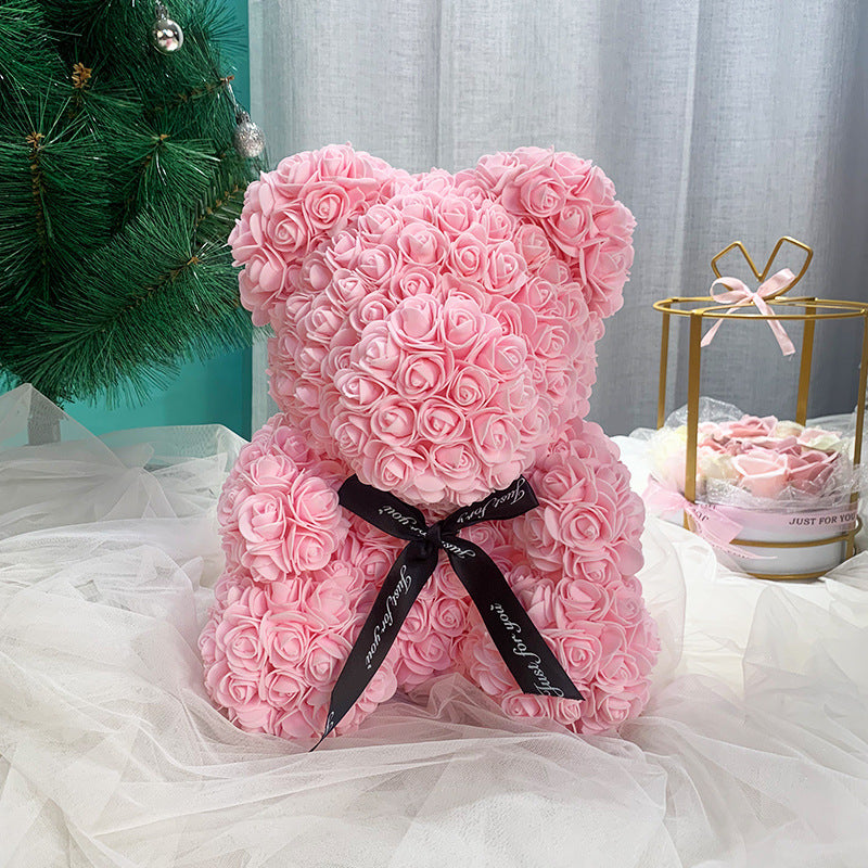 25cm Cute Flower Rose Bear Handmade Valentines Day